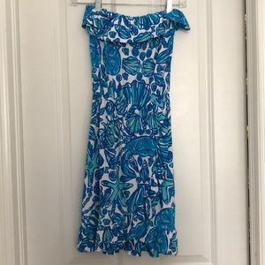 Blue strapless Lilly Pulitzer dress